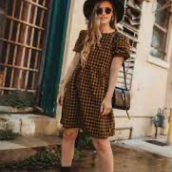 Wild Fable Tiered Gingham Plaid Seersucker Mini Babydoll Dress - Picture 4 of 6